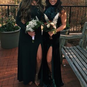 Long winter green dress!